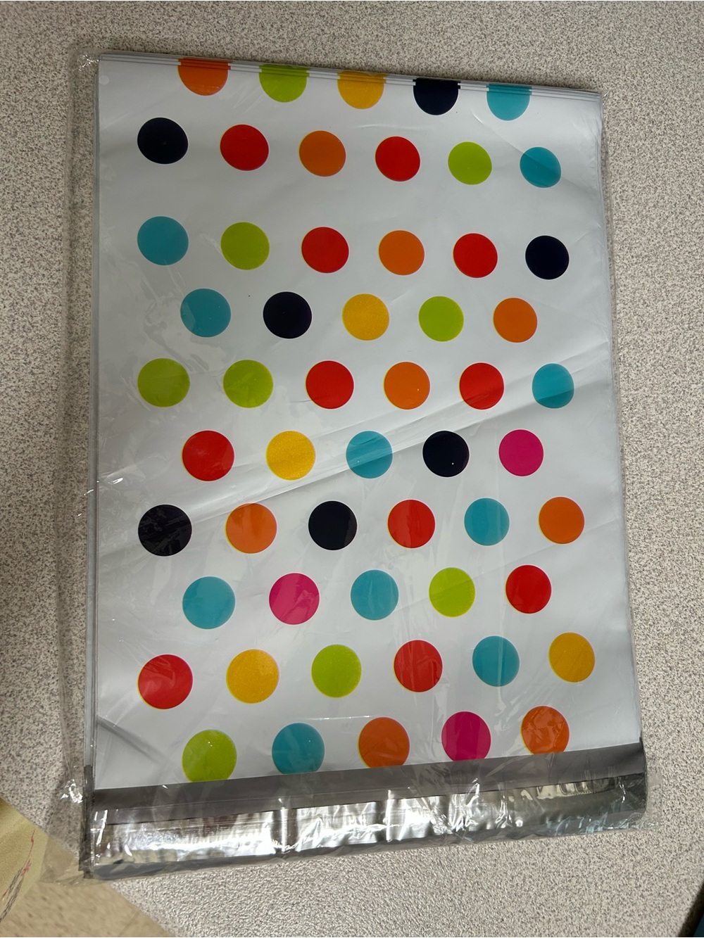 10- 10x13-Poly’s -Thank You Polka Dot Gift Bag - Colorful Dots on White - Picture 2 of 2